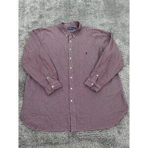 Vtg Polo Ralph Lauren Shirt Mens 4XB Big Red Check Classic Fit Button Down 90s